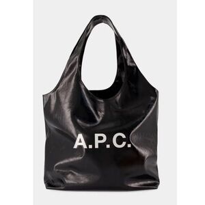 A.P.C. Large Shopper Patent Leather Logo Tote